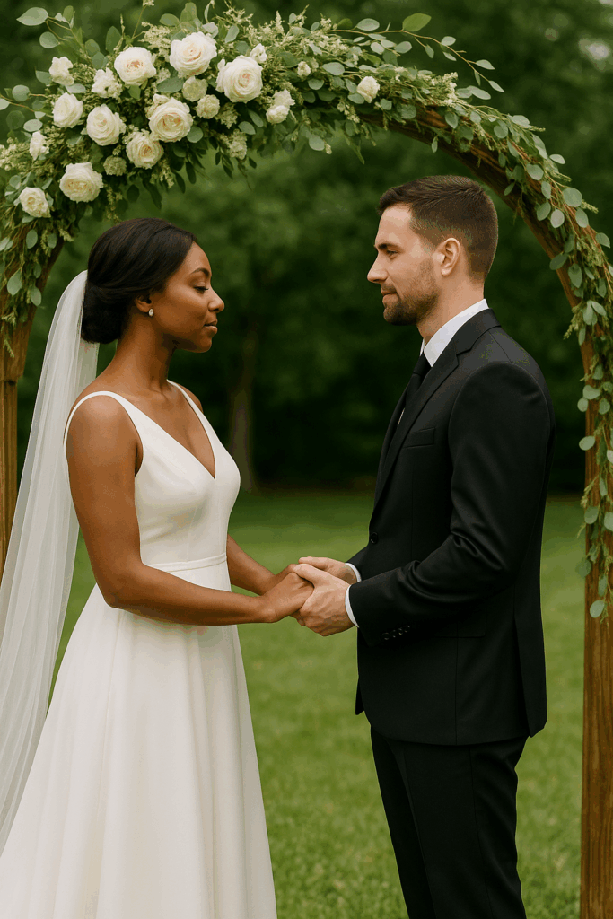 Bride in groom at private elopement ceremony showing the elopement packages available in NJ